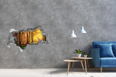 3D sticker gat in stenen muur Bloemen in beton