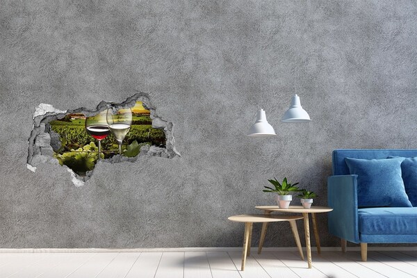 3D muursticker gescheurde muur Een groene vallei in de bergen