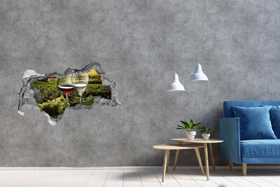 3D muursticker gescheurde muur Een groene vallei in de bergen