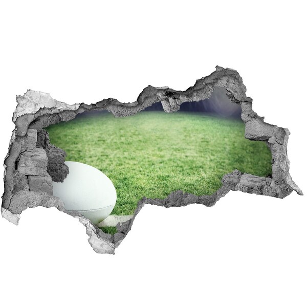 3D sticker gat in stenen muur De hemel is vol wolken.