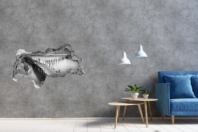 3D sticker gat in stenen muur Nachtzicht op Los Angeles