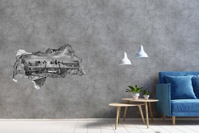 3D sticker gat in stenen muur De oude binnenstad van Krakau