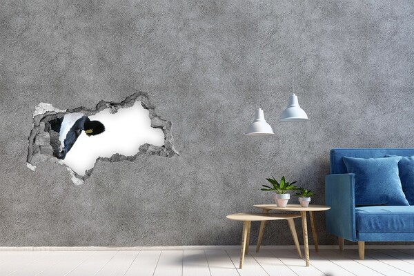 Wandsticker 3D doorkijk Koffie in een vervallen muur