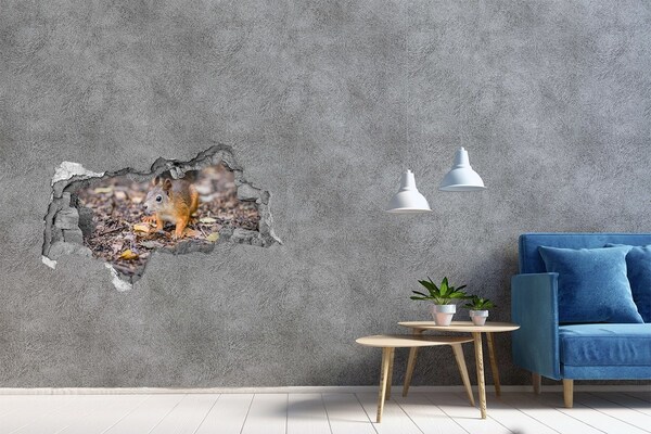 3D muursticker gescheurde muur Schattige kat in een trui