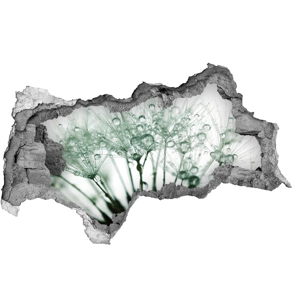 Wandsticker 3D doorkijk Groen mozaïek tegen de achtergrond van een beschadigde muur.