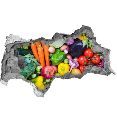 3D sticker gat in stenen muur Berglandschap door een gat in de muur