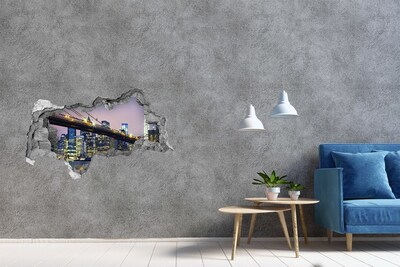 3D muursticker gescheurde muur De Eiffeltoren in de ondergaande zon.