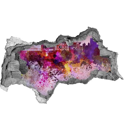 3D sticker gat in stenen muur Houten muur door een gat