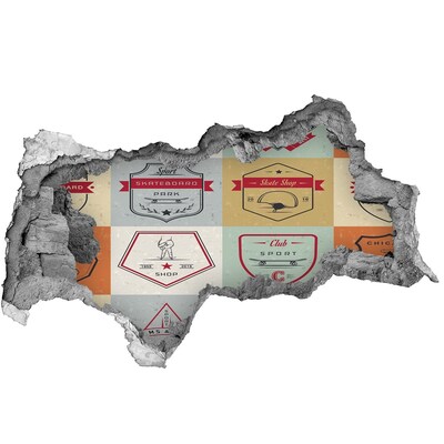 Wandsticker 3D doorkijk Orchideeën tegen een achtergrond van stenen.