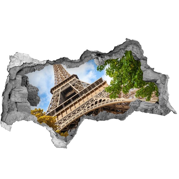 3D muursticker gescheurde muur Uitzicht op de stad vanaf de pier