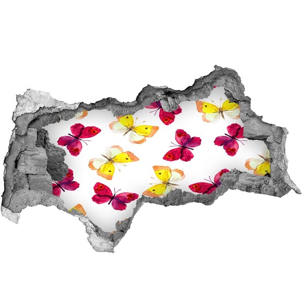 3D muursticker gescheurde muur Wereldkaart door het gat in de muur