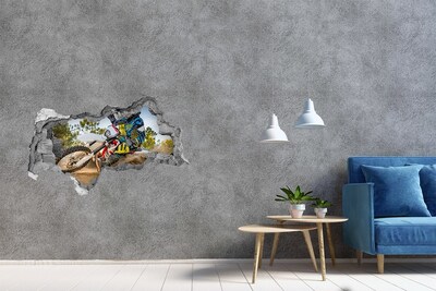 3D sticker gat in stenen muur New York 's nachts