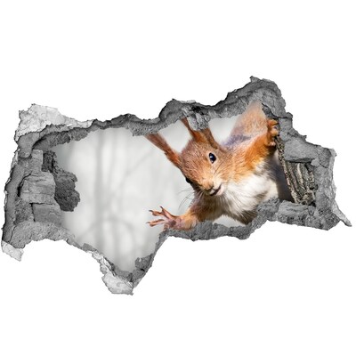 3D sticker gat in stenen muur Tijger in het wild