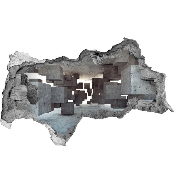 Zelfklevende 3D wandsticker illusie Uitzicht op de stad 's nachts