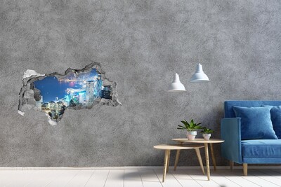 3D muursticker gescheurde muur Blauwe lucht met wolken