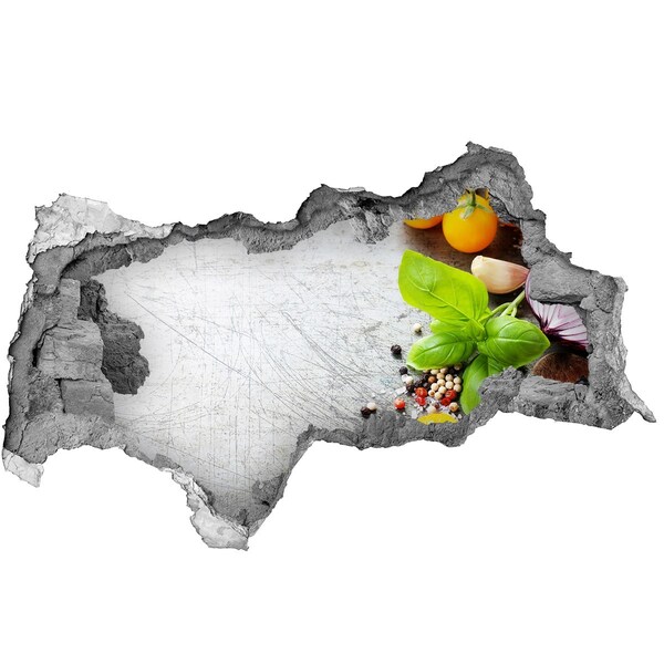 Zelfklevende 3D wandsticker illusie Een ingestorte muur met uitzicht op de hemel.