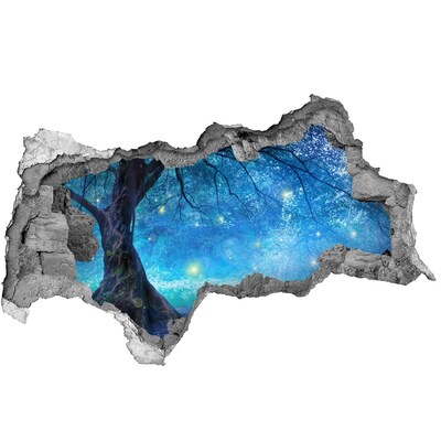 Zelfklevende 3D wandsticker illusie Bloemenpatroon op een blauwe achtergrond