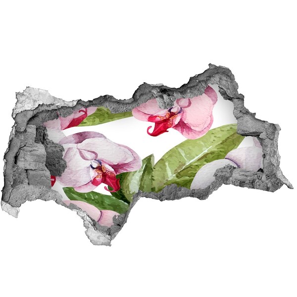 3D muursticker gescheurde muur Mistig bos in het ochtendlicht