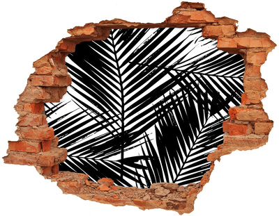 Vinyl muursticker 3D breekeffect Tropische bladeren in een gat in de muur