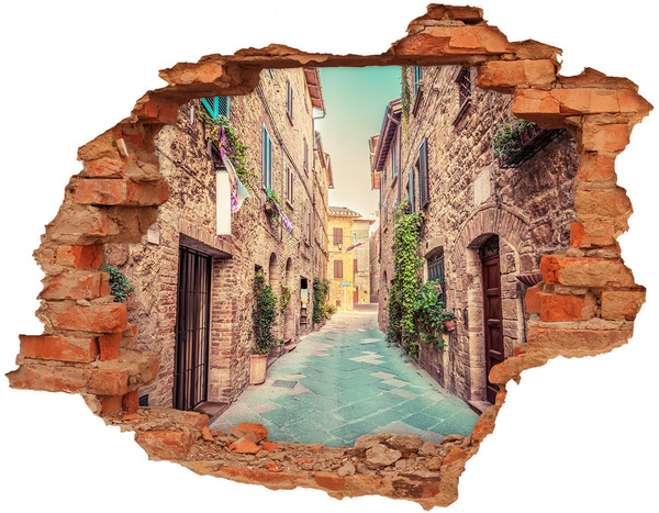 Vinyl muursticker 3D breekeffect De charmante straatjes van Toscane