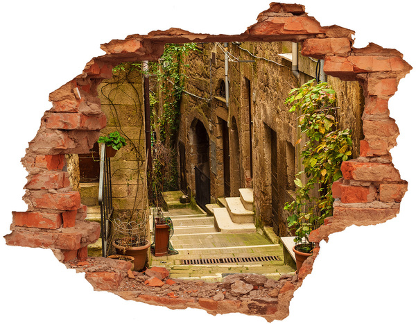 Vinyl muursticker 3D breekeffect Een charmante straat in de stad