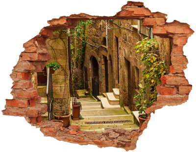 Vinyl muursticker 3D breekeffect Een charmante straat in de stad