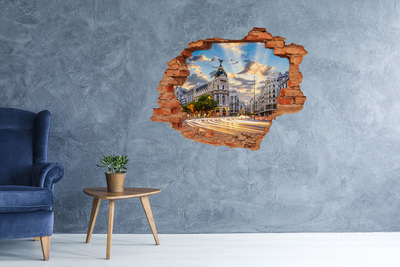 Grote 3D muursticker gat in de muur De charme van Madrid bij zonsondergang