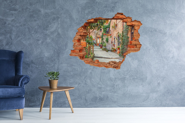 Vinyl muursticker 3D breekeffect Een charmant stadje in Toscane