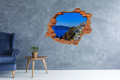 Grote 3D muursticker gat in de muur Santorini in het zonlicht