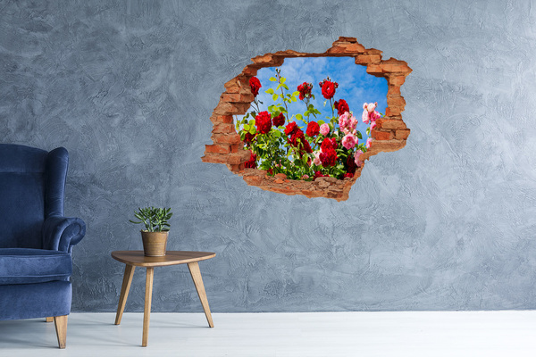 Grote 3D muursticker gat in de muur Bloemen in de zon