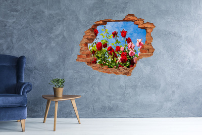 Grote 3D muursticker gat in de muur Bloemen in de zon