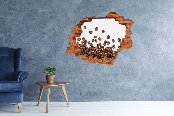 Grote 3D muursticker gat in de muur Koffie in een vervallen muur
