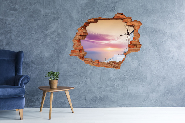 Vinyl muursticker 3D breekeffect Uitzicht op het Griekse eiland