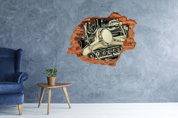 Grote 3D muursticker gat in de muur De stijlvolle cockpit van een klassieke auto