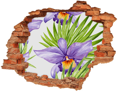 Vinyl muursticker 3D breekeffect Bloemengat in de muur