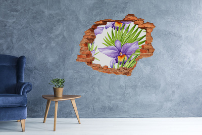 Vinyl muursticker 3D breekeffect Bloemengat in de muur