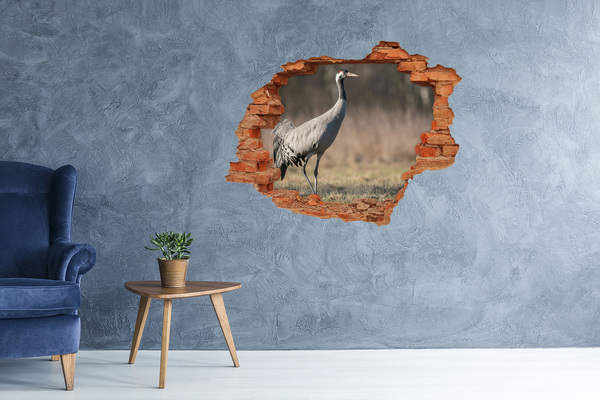 Vinyl muursticker 3D breekeffect Kraanvogel in zijn natuurlijke habitat