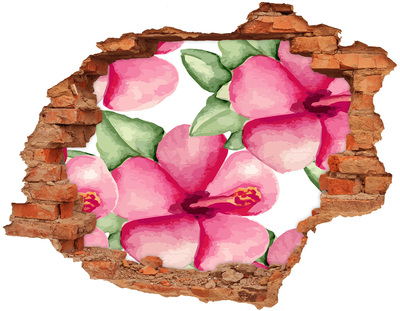 Grote 3D muursticker gat in de muur Een bloemenparadijs achter de muur.