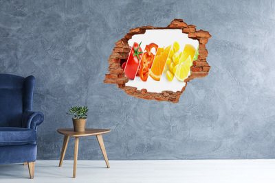 Grote 3D muursticker gat in de muur Fruitparadijs achter de muur