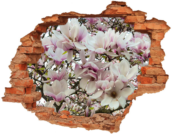 Grote 3D muursticker gat in de muur Magnolia Bloemenparadijs