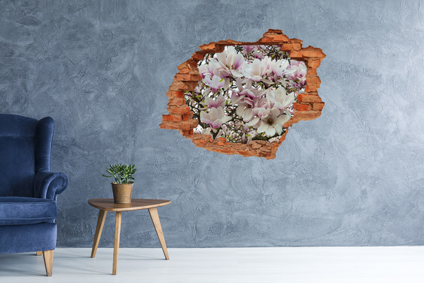 Grote 3D muursticker gat in de muur Magnolia Bloemenparadijs