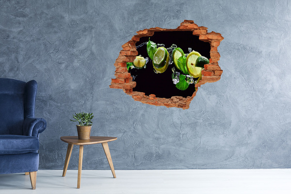 Grote 3D muursticker gat in de muur Een frisse citroensmaak