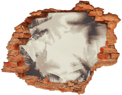 Vinyl muursticker 3D breekeffect Tropische oase achter de muur