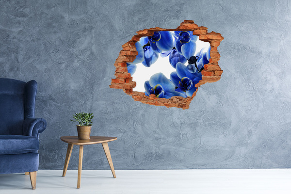 Grote 3D muursticker gat in de muur Een bloemenparadijs achter de muur.