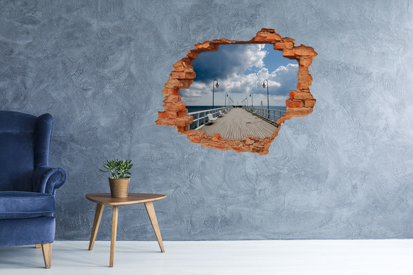 Grote 3D muursticker gat in de muur Pier aan zee