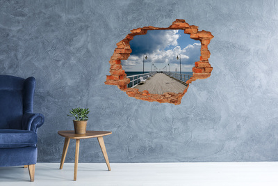 Grote 3D muursticker gat in de muur Pier aan zee