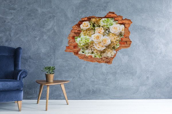 Vinyl muursticker 3D breekeffect Een bloemenparadijs achter de muur.
