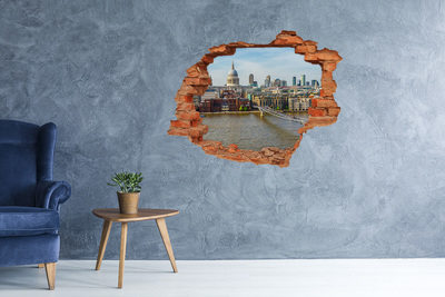 Grote 3D muursticker gat in de muur Uitzicht op Londen door een gat in de muur.