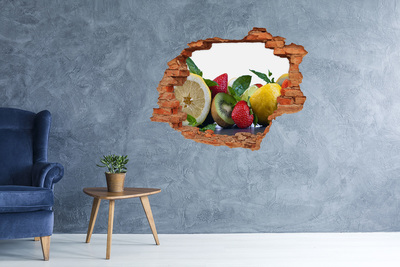 Grote 3D muursticker gat in de muur Fruitparadijs achter de muur