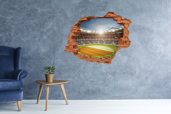 Grote 3D muursticker gat in de muur Het stadion in actie.